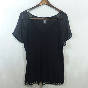 NWT a.n.a Studded Short Sleeve Shirt Black Size XL